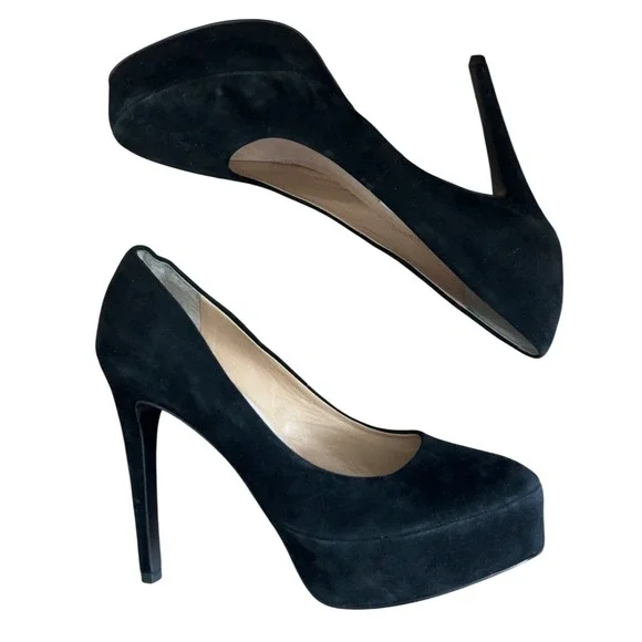 Diane von Furstenberg black "suede/nubuck" platform pumps SZ: 8.5 - Picture 6 of 10